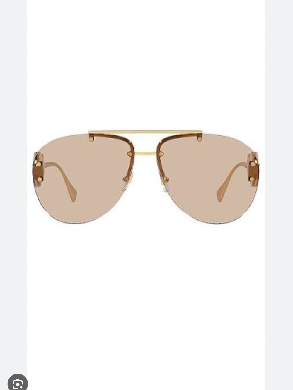 Versace Rimless Aviator Sunglasses in Brown Gold with tinted Lenses emblem NWT - Picture 3 of 13